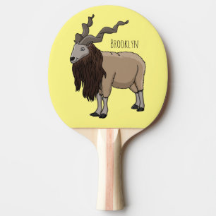 Cartoon Markhor Tischtennis Schläger