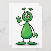 Cartoon Martian Einladung (Vorne/Hinten)