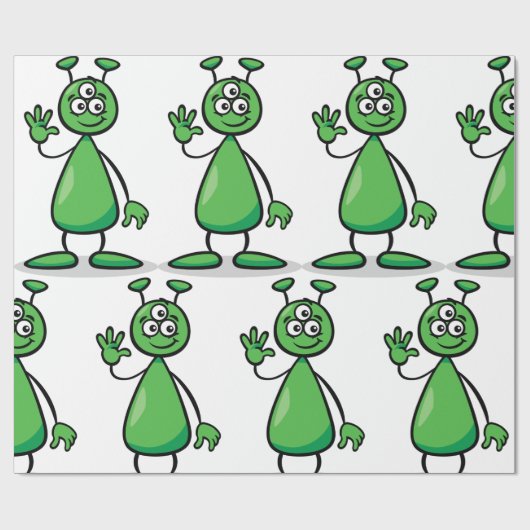 Cartoon Martian Geschenkpapier (Flach)