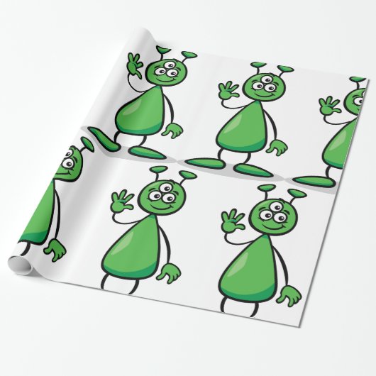Cartoon Martian Geschenkpapier (Ungerollt)