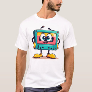 Cartoon-Maskottchen für Vintage Kassetten T-Shirt