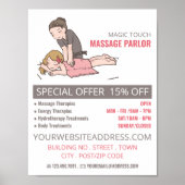 Cartoon Massage, Massagetherapie, Massageraum Poster (Vorne)