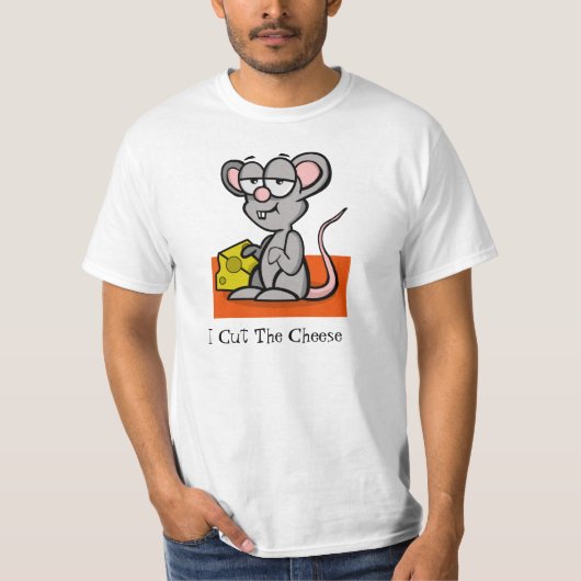 Cartoon-Maus "ich schnitt den Käse " T-Shirt (Vorderseite)