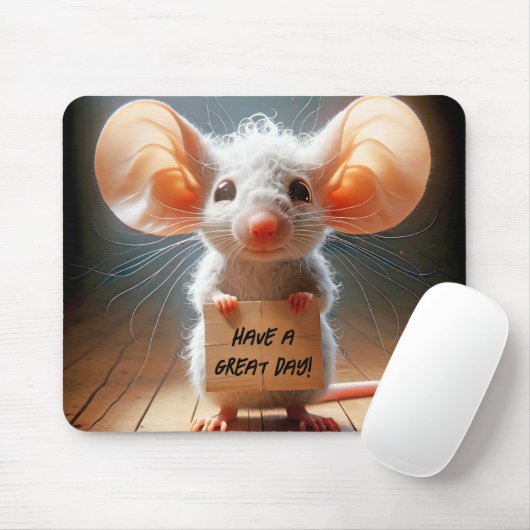 Cartoon-Maus mit Kartenzeichen Mousepad (Mit Mouse)