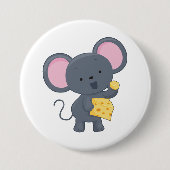 Cartoon Maus mit Käse Adorable Animal Button (Vorderseite)