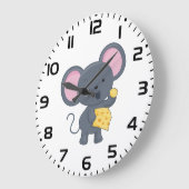 Cartoon Maus mit Käse Adorable Animal Große Wanduhr (Winkel)