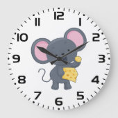 Cartoon Maus mit Käse Adorable Animal Große Wanduhr (Vorderseite)