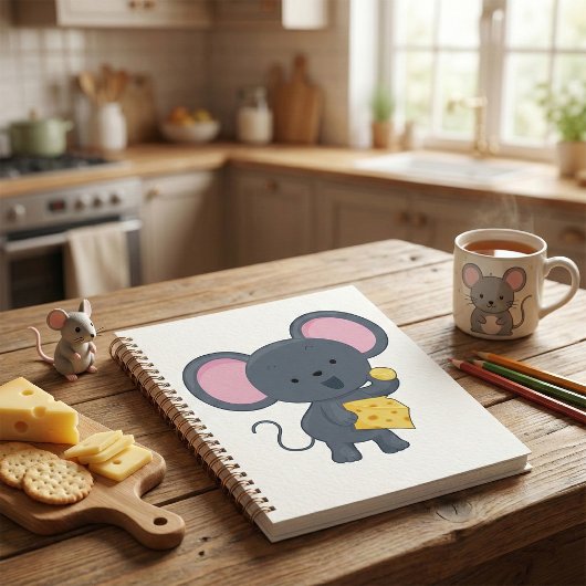 Cartoon Maus mit Käse Adorable Animal Planer