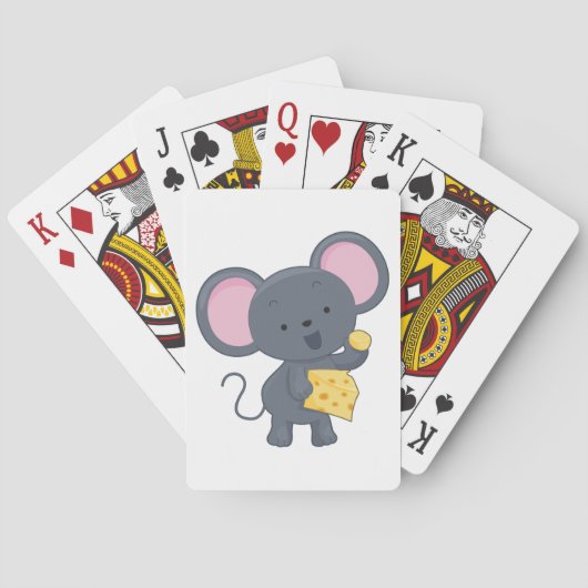 Cartoon Maus mit Käse Adorable Animal Spielkarten (Rückseite)