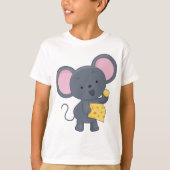 Cartoon Maus mit Käse Adorable Animal T-Shirt (Vorderseite)