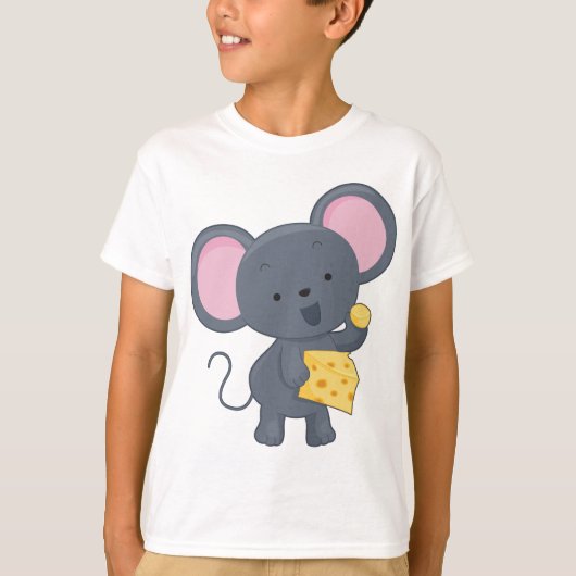 Cartoon Maus mit Käse Adorable Animal T-Shirt (Vorderseite)