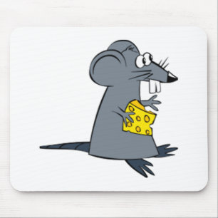 Cartoon-Maus mit Käse Mousepad