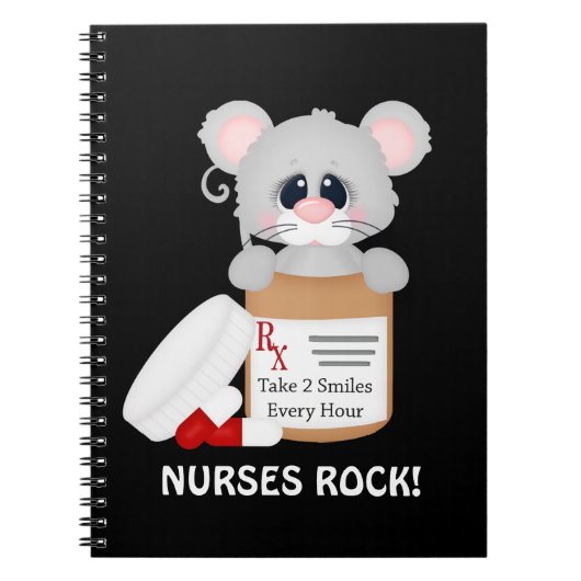 Cartoon Maus Spaß Nurse Notebook Notizblock (Vorderseite)