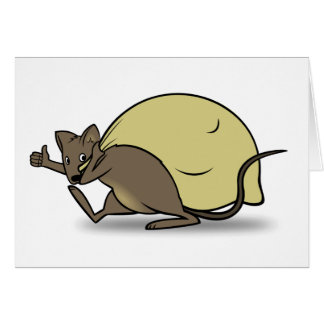 Cartoon-Mäusetragende Tasche und aufgeben Daumen