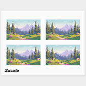 Cartoon Meadow Rechteckiger Aufkleber (Blatt)