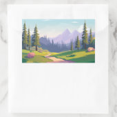Cartoon Meadow Rechteckiger Aufkleber (Tasche)