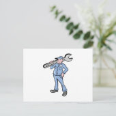 Cartoon Mechanische Handwerker-Schraubenschlüssel Postkarte (Stehend Vorderseite)