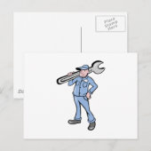 Cartoon Mechanische Handwerker-Schraubenschlüssel Postkarte (Vorne/Hinten)