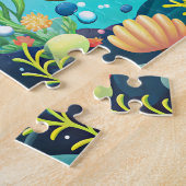 Cartoon Meerjungfrau mit Fisch Puzzle (Seite)