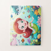 Cartoon Meerjungfrau mit Fisch Puzzle (Vertikal)