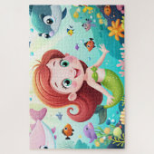 Cartoon Meerjungfrau mit Fisch Puzzle (Vertikal)