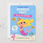Cartoon Meerjungfrau zum Geburtstag Einladung (Vorderseite)