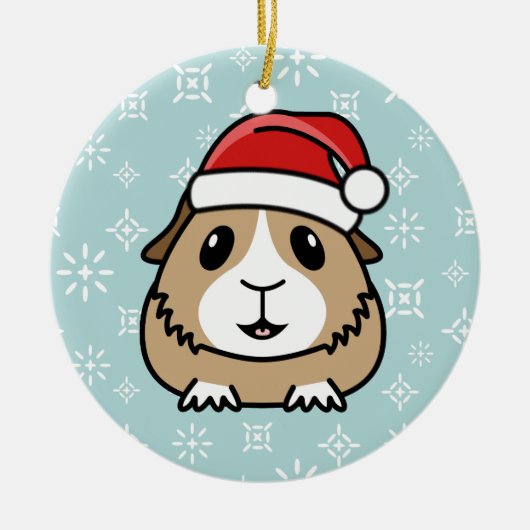 Cartoon-Meerschweinchen-Weihnachtsrunde Verzierung Keramik Ornament (Vorne)