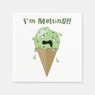Cartoon Melting Ice Cream Cone (I'm Melting) Serviette