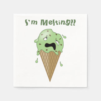 Cartoon Melting Ice Cream Cone (I'm Melting) Serviette