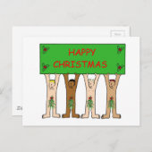 Cartoon Men Wearing Christmas Mistletoe Postkarte (Vorne/Hinten)