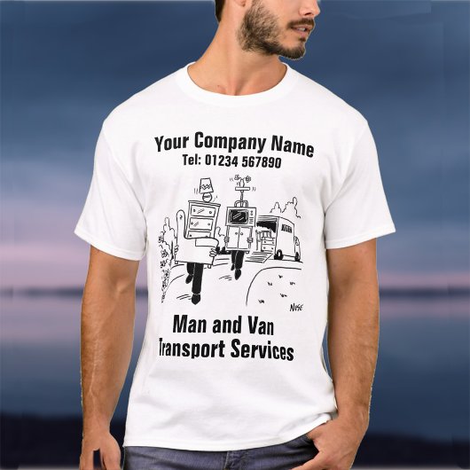 Cartoon Mensch und Van Transport Services T-Shirt