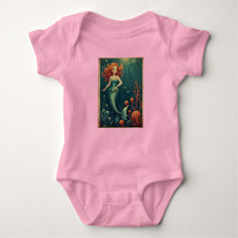 Cartoon Mermaid Beach Adorable Ocean Themed Baby Strampler