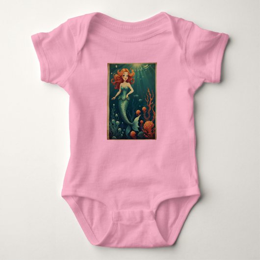 Cartoon Mermaid Beach Adorable Ocean Themed Baby Strampler (Vorderseite)