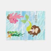 Cartoon Mermaid Personalisiert Fleece Baby Blanket (Vorderseite (Horizontal))