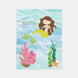 Cartoon Mermaid Personalisiert Fleece Baby Blanket
