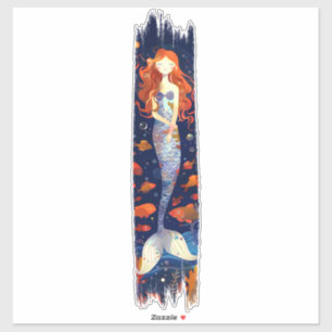 Cartoon Mermaid Pinstrich Paint Aufkleber