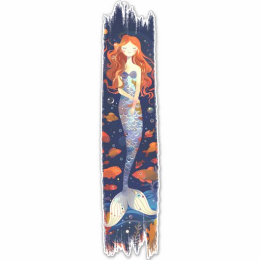 Cartoon Mermaid Pinstrich Paint Aufkleber (Vorderseite)
