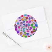 Cartoon Mikroskopische Bakterien Bug Doodle Art Runder Aufkleber (Umschlag)