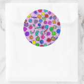 Cartoon Mikroskopische Bakterien Bug Doodle Art Runder Aufkleber (Tasche)