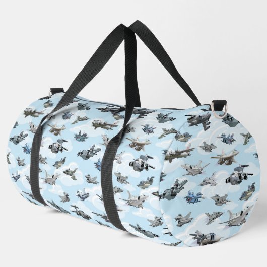 Cartoon-Militärflugzeuge Duffle Bag (Linke Ecke)