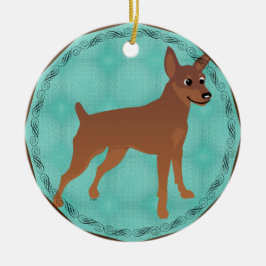 Cartoon Miniatur Pinscher Roter Seidengrube Docked Keramik Ornament