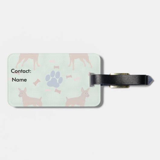 Cartoon Miniature Pinscher Gepäckanhänger (Rückseite horizontal)