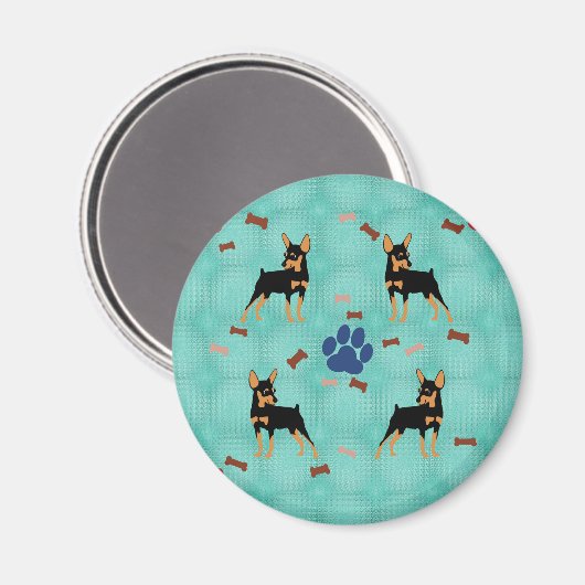 Cartoon Miniature Pinscher Magnet (Vorderseite/Rückseite)