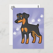 Cartoon Miniature Pinscher / Manchester Terrier Postkarte (Vorne/Hinten)
