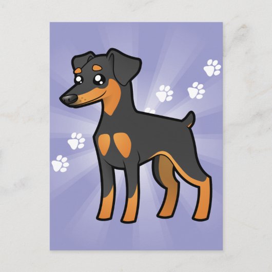 Cartoon Miniature Pinscher / Manchester Terrier Postkarte (Vorderseite)