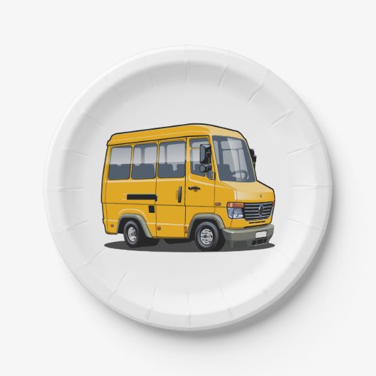 Cartoon Minibus Pappteller (Vorderseite)