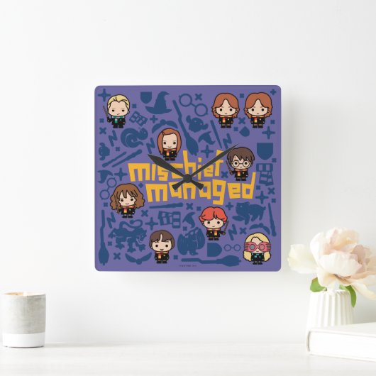 Cartoon "MISCHIEF MANAGED™" Grafik Quadratische Wanduhr (Zuhause)