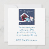 Cartoon mistletoe Love Birds Unsere ersten Weihnac Einladung (Rückseite)