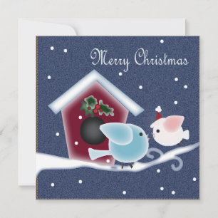 Cartoon mistletoe Love Birds Unsere ersten Weihnac Einladung