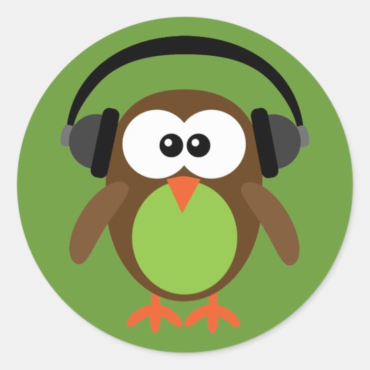 Cartoon mit Kopfhörern Runder Aufkleber (Vorderseite)